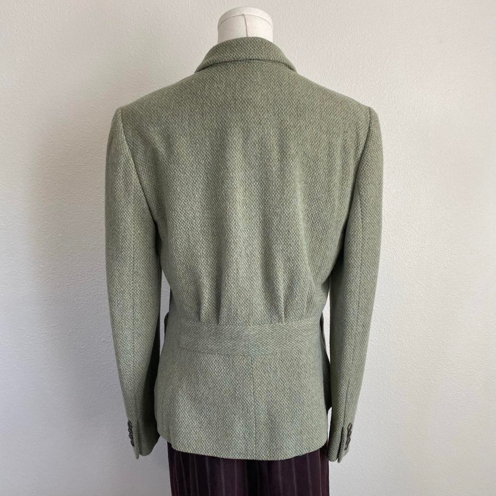 Vintage Lauren Ralph Lauren Green Herringbone Wool Tweed Equestrian Blazer - Picture 3 of 8